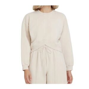 AGOLDE Women's Beige Tan Chevron Angled Front Crewneck